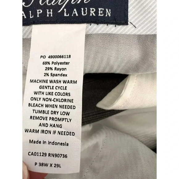 Ralph by Ralph Lauren Men's Pleated Dress Pants Slacks 38"W x 31"L Gray Plaid - Picture 7 of 8